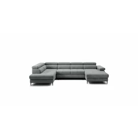 Coltar Extensibil Cordoba III,Forma U, 346x203x76-90 cm, Stofa, Gri-Verzui