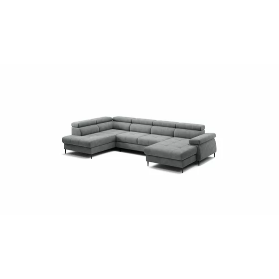 Coltar Extensibil Cordoba III,Forma U, 346x203x76-90 cm, Stofa, Gri-Verzui picture - 3