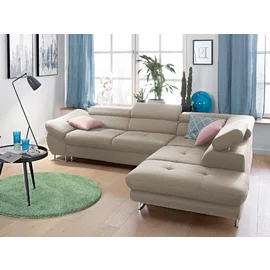 Coltar Extensibil Fabio, 280x235x69-88 H cm, Stofa Gri, Beige