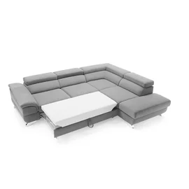 Coltar Extensibil Lagos, 272x219x85 cm, Stofa Soro 90, Gri Deschis