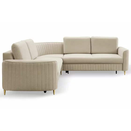 Coltar Extensibil Laren, 251x251x86 cm, Stofa Tip Velur, Beige picture - 2