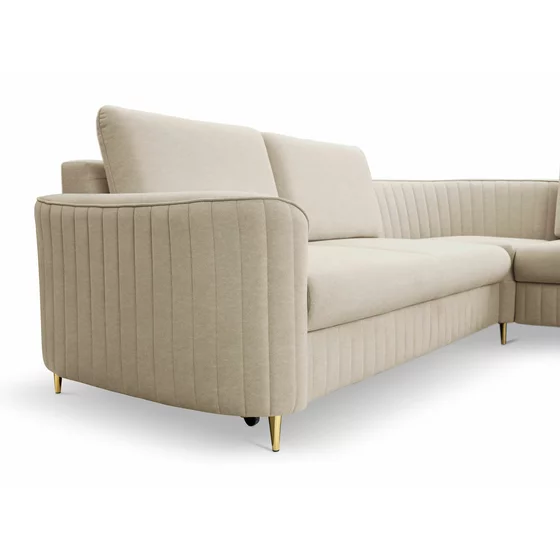 Coltar Extensibil Laren, 251x251x86 cm, Stofa Tip Velur, Beige picture - 3
