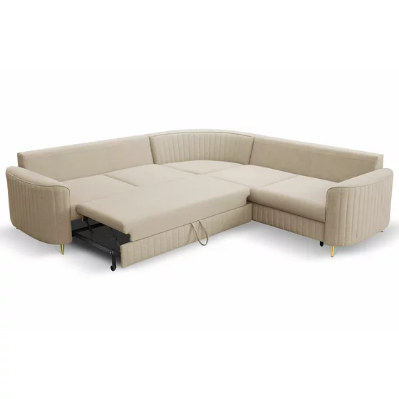 Coltar Extensibil Laren, 251x251x86 cm, Stofa Tip Velur, Beige picture - 6