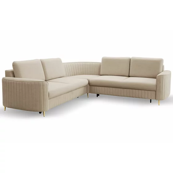 Coltar Extensibil Laren, 251x251x86 cm, Stofa Tip Velur, Beige picture - 7