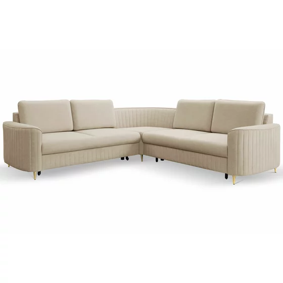 Coltar Extensibil Laren, 251x251x86 cm, Stofa Tip Velur, Beige picture - 8