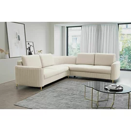 Coltar Extensibil Laren, 251x251x86 cm, Stofa Tip Velur, Beige Deschis