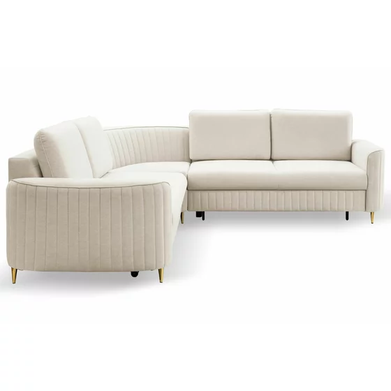 Coltar Extensibil Laren, 251x251x86 cm, Stofa Tip Velur, Beige Deschis picture - 2