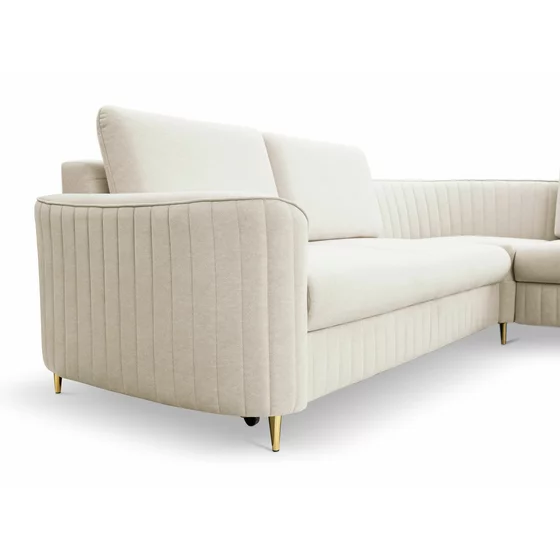 Coltar Extensibil Laren, 251x251x86 cm, Stofa Tip Velur, Beige Deschis picture - 3