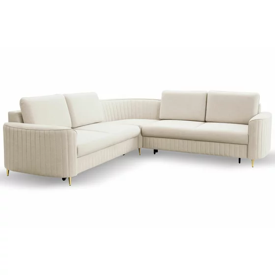 Coltar Extensibil Laren, 251x251x86 cm, Stofa Tip Velur, Beige Deschis picture - 7