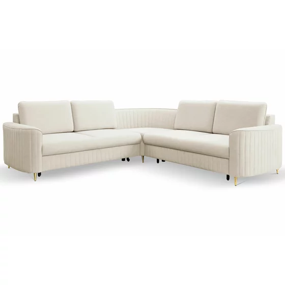 Coltar Extensibil Laren, 251x251x86 cm, Stofa Tip Velur, Beige Deschis picture - 8