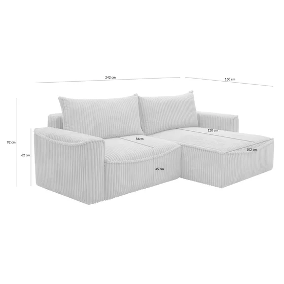 Coltar Extensibil Lilly, 242x160x92 cm, Stofa, Gri picture - 4