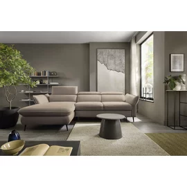 Coltar Extensibil Mango, 260-286x176x75-92 cm, Stofa, Beige Inchis
