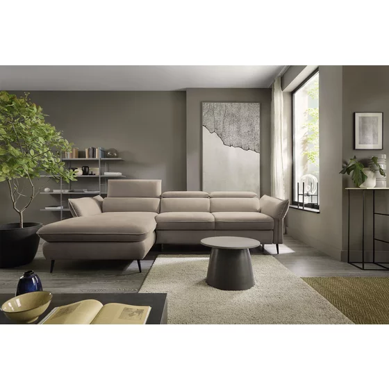Coltar Extensibil Mango, 260-286x176x75-92 cm, Stofa, Beige Inchis picture - 1