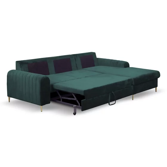 Coltar Extensibil Monaco, 252x168x106,5 H cm,  Stofa tip Catifea Verde - Velutto 27 picture - 2