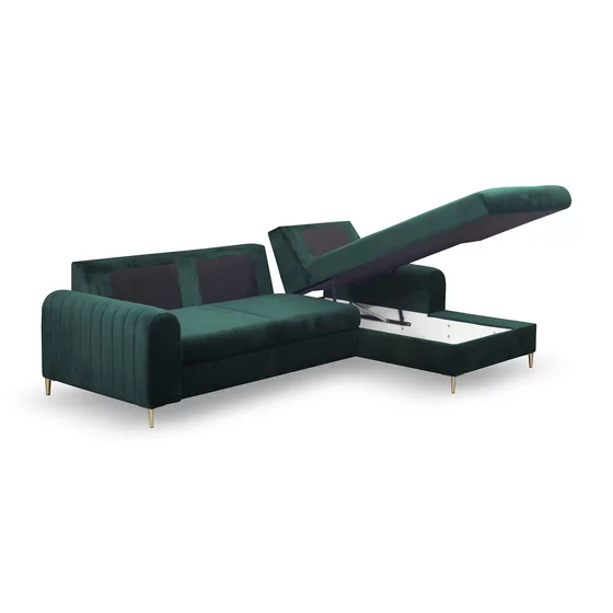 Coltar Extensibil Monaco, 252x168x106,5 H cm,  Stofa tip Catifea Verde - Velutto 27 picture - 3