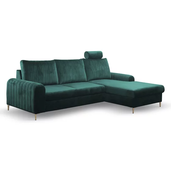 Coltar Extensibil Monaco, 252x168x106,5 H cm,  Stofa tip Catifea Verde - Velutto 27 picture - 4