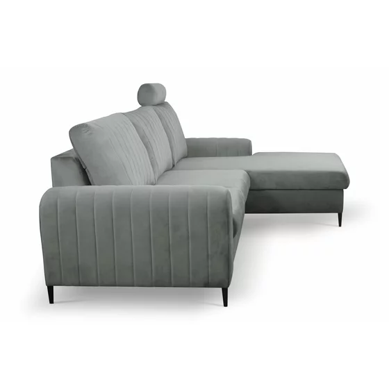 Coltar Extensibil Monaco, Stofa tip Catifea Gri, Velutto 16, Picioare Negre, 252x168x106,5 H cm picture - 4