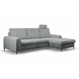 Coltar Extensibil Monaco, Stofa tip Catifea Gri, Velutto 16, Picioare Negre, 252x168x106,5 H cm