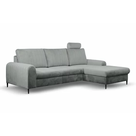 Coltar Extensibil Monaco, Stofa tip Catifea Gri, Velutto 16, Picioare Negre, 252x168x106,5 H cm picture - 1