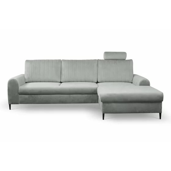 Coltar Extensibil Monaco, Stofa tip Catifea Gri, Velutto 16, Picioare Negre, 252x168x106,5 H cm picture - 2
