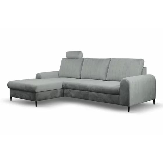 Coltar Extensibil Monaco, Stofa tip Catifea Gri, Velutto 16, Picioare Negre, 252x168x106,5 H cm picture - 7