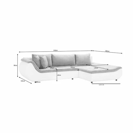 Coltar Extensibil Prato, 310x185x72 cm Gri Deschis picture - 6