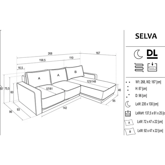 Coltar Extensibil Selva, 268x167x87 cm, Stofa Beige picture - 5