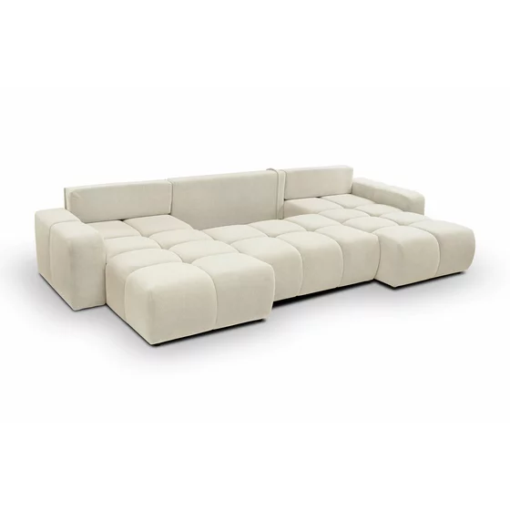 Coltar Extensibil Soho, Forma U,  359x177x88 cm, Stofa Curio 09, Crem picture - 4