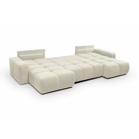 Coltar Extensibil Soho, Forma U,  359x177x88 cm, Stofa Curio 09, Crem picture - 5