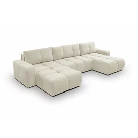 Coltar Extensibil Soho, Forma U,  359x177x88 cm, Stofa Curio 09, Crem