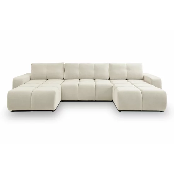 Coltar Extensibil Soho, Forma U,  359x177x88 cm, Stofa Curio 09, Crem picture - 1