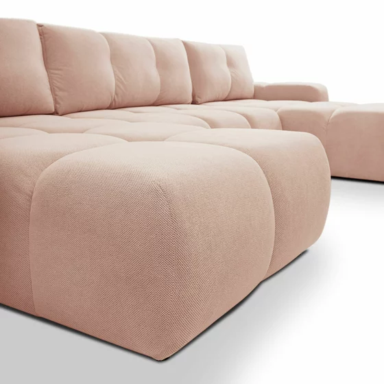 Coltar Extensibil Soho, Forma U,  359x177x88 cm, Stofa, Piersica picture - 5