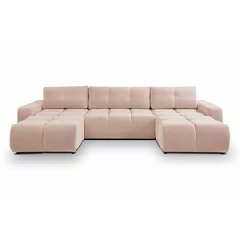 Coltar Extensibil Soho, Forma U,  359x177x88 cm, Stofa, Piersica