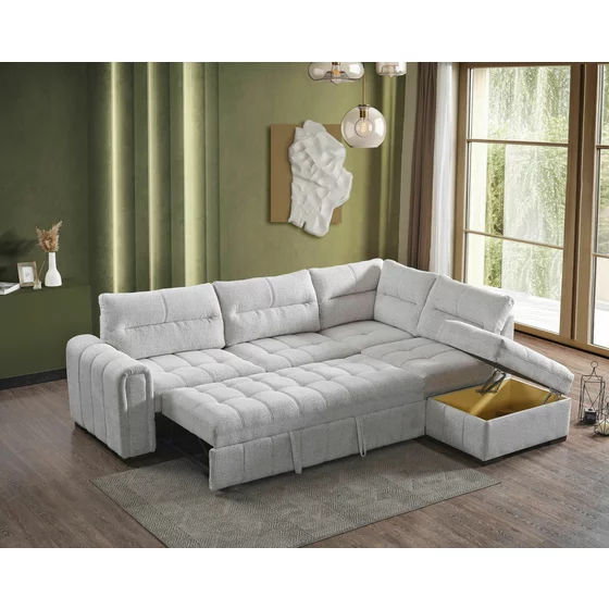 Coltar Extensibil Vito Prime, 300x225x110 cm, Stofa Beige Deschis picture - 5