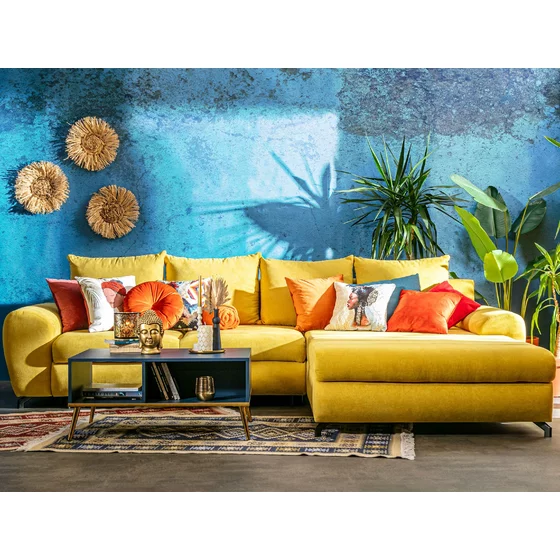 Coltar Extensibil Yoko, 320x214x96 cm, Stofa Soro 40 Galben picture - 2