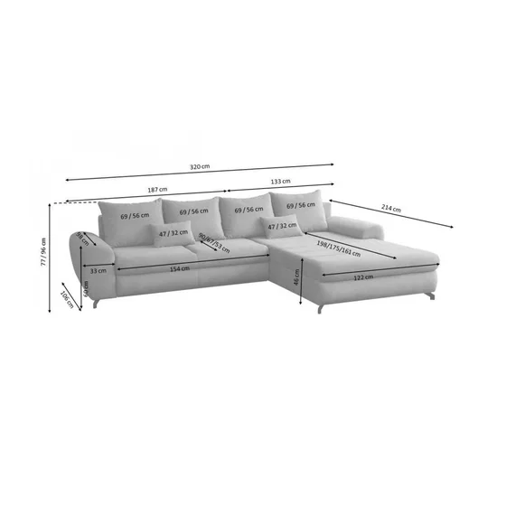 Coltar Extensibil Yoko, 320x214x96 cm, Stofa Soro 90, Gri picture - 3