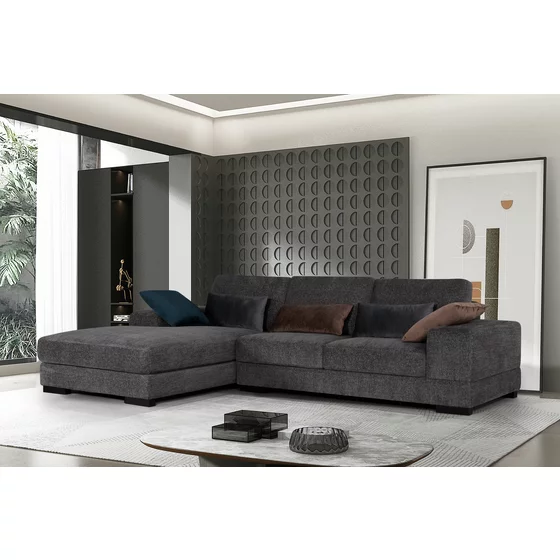 Coltar Glam, Sezlong Stanga, 297x184x83 cm, Stofa Gri picture - 1