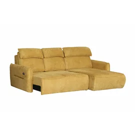 Coltar Modo Cu Sezut Glisant, Actionare Electrica, Sezlong Dreapta, 251x177x83 cm, Stofa Galben Curry