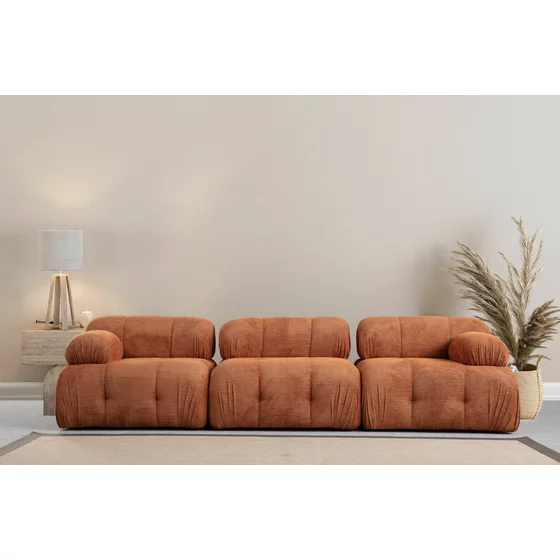 Coltar Modular Petit 3, 285x160x75 h cm, Stofa, Portocaliu picture - 2