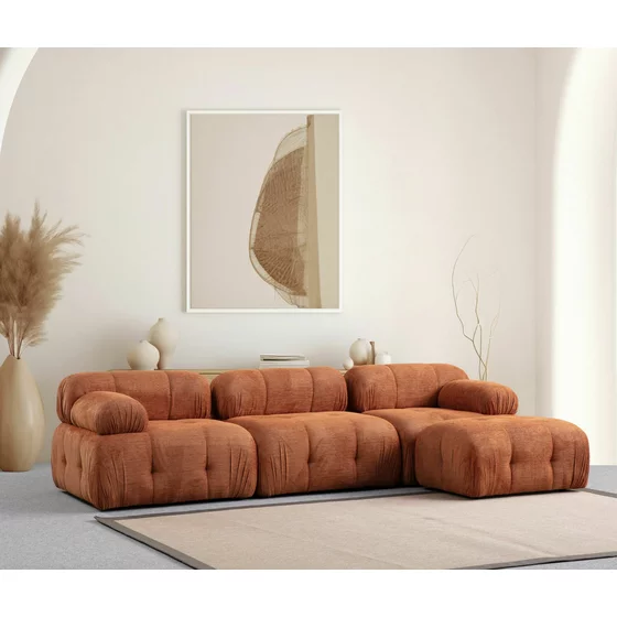 Coltar Modular Petit 3, 285x160x75 h cm, Stofa, Portocaliu picture - 1