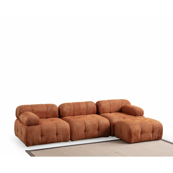 Coltar Modular Petit 3, 285x160x75 h cm, Stofa, Portocaliu picture - 4