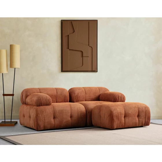 Coltar Modular Petit 3, 285x160x75 h cm, Stofa, Portocaliu picture - 8