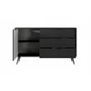 Comoda 3 Sertare + Usa, Lante 138-D3S, 138.2x38x81.2 cm, MDF, Negru picture - 3
