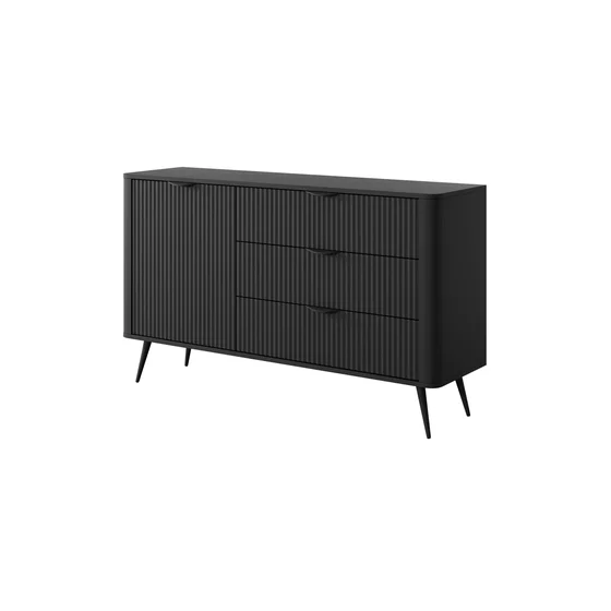Comoda 3 Sertare + Usa, Lante 138-D3S, 138.2x38x81.2 cm, MDF, Negru picture - 4