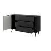 Comoda 3 Sertare + Usa, Lante 138-D3S, 138.2x38x81.2 cm, MDF, Negru picture - 5