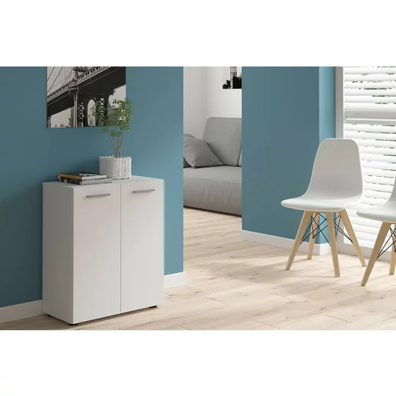 Comoda 2 Usi Neno, 60x32x72 h cm, Pal Melaminat, Alb Mat picture - 3