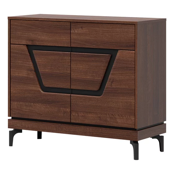 Comoda 2 Usi + 2 Sertare Vero VR02, 98x38.5x86 h cm, Pal Melaminat/MDF, Nuc Inchis picture - 2
