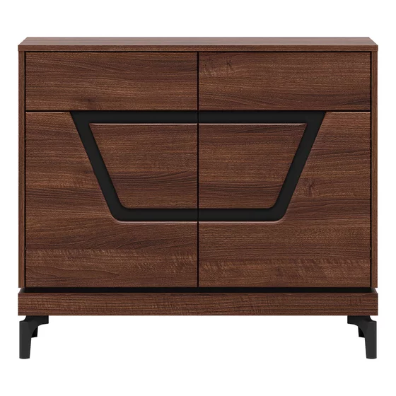 Comoda 2 Usi + 2 Sertare Vero VR02, 98x38.5x86 h cm, Pal Melaminat/MDF, Nuc Inchis picture - 1