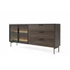 Comoda 2 Usi + 3 Sertare Lumi, 181.3x39.3x82.6 h cm, MDF/Sticla, Stejar Dunin picture - 5