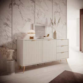 Comoda 2 Usi+3 Sertare, Lante 163-2D3S, 163.2x38x81.2 cm, MDF, Beige